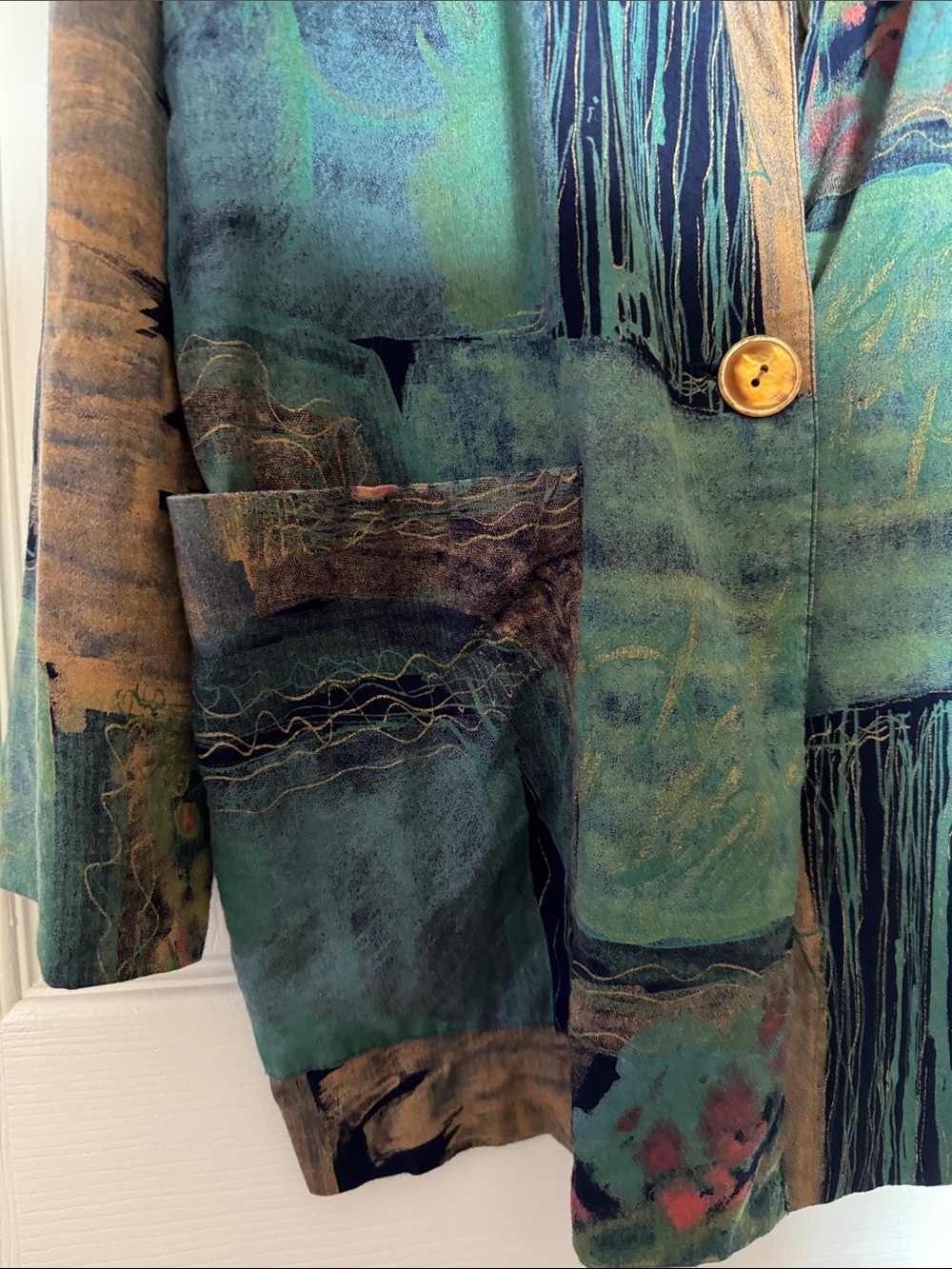 Kensington Square Single-Breasted Multi Color Abstract Print Blazer - Picture 6 of 8